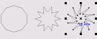 Исходный многоугольник и его модификации, полученные перетаскиванием узлов инструментом Polygon