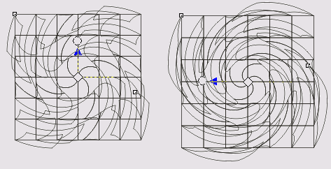 Центральная деформация скручивания сетки с квадратными ячейками