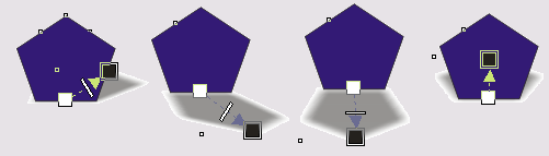 Влияние перемещения квадрата управляющей схемы с заливкой на вид тени