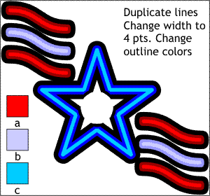 Change the line width to 4-point and change the colors